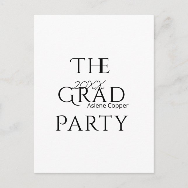 Carte Postale The grad party name 20XX bold letter graduatsimple (Devant)