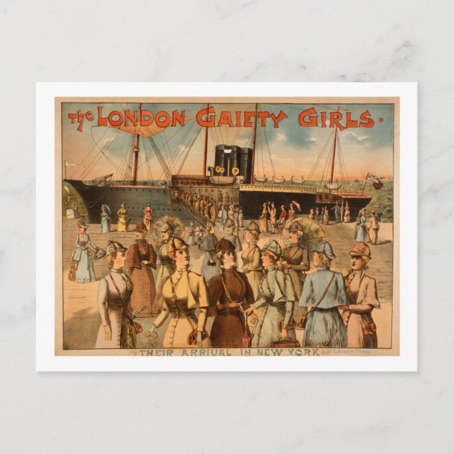 Carte Postale The London Gaiety Girls "Arrivée à New York" (Devant)