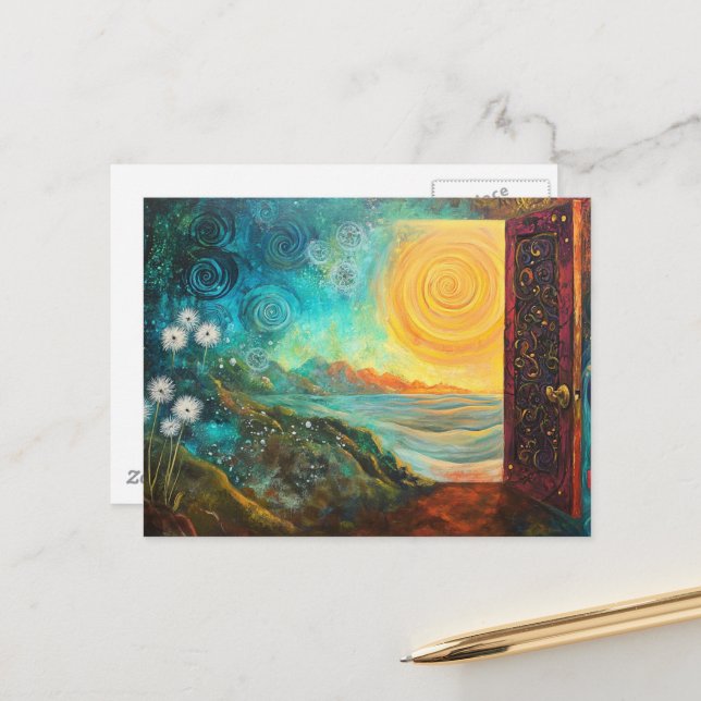 Carte Postale The magical garden portal doorway (Devant/Arrière en situation)