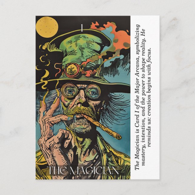 Carte Postale The Magician Tarot Retro Mystical Major Arcana Art (Devant)