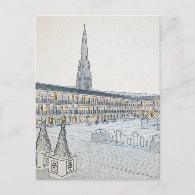 Carte Postale The Piece Hall, Halifax, Esquisse architecturale (Devant)