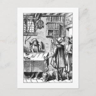 Carte Postale The Receiver of Taxes, after a woodcut in 'Pratiqu