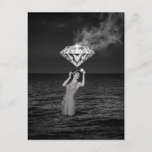 Carte Postale Thé surréaliste avec diamant noir et blanc