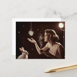 Carte Postale Thé surréaliste avec lapin