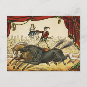Carte Postale The Two Horse Act, Circus Performance, vers 1874.