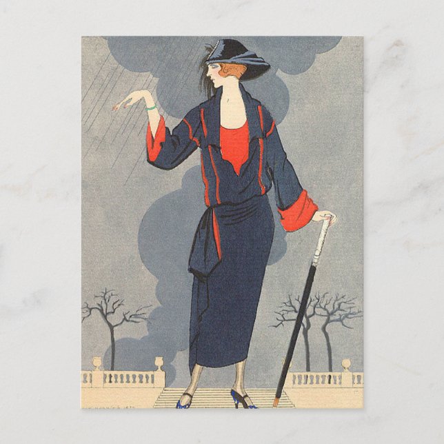 Carte Postale The Untimely Rain by George Barbier (Devant)