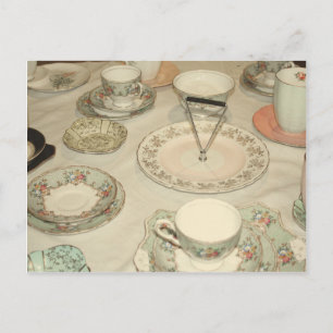 Carte Postale thé vintage, set de thé chinois shabby chic