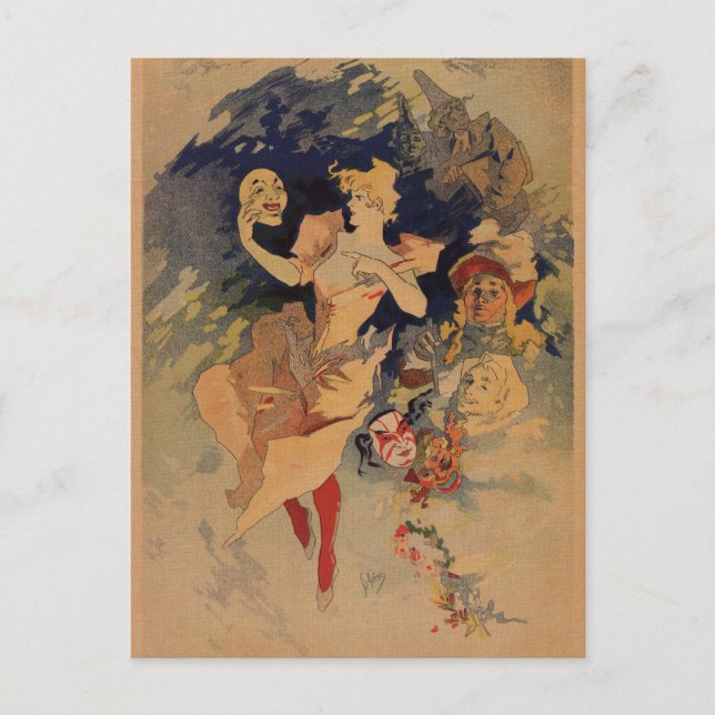 Carte Postale Théâtre comique 1900 par Jules Chéret (Devant)