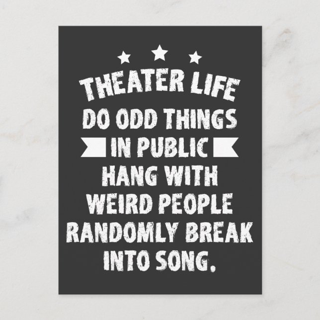 Carte Postale Théâtre Nerd Funny Musical Théâtre Thespian (Devant)