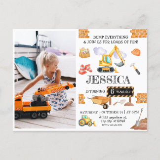 Carte Postale Thème d'anniversaire Camions de chantier