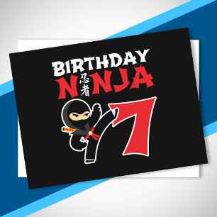 Carte Postale Thème d'anniversaire ninja pour enfants de 7 ans