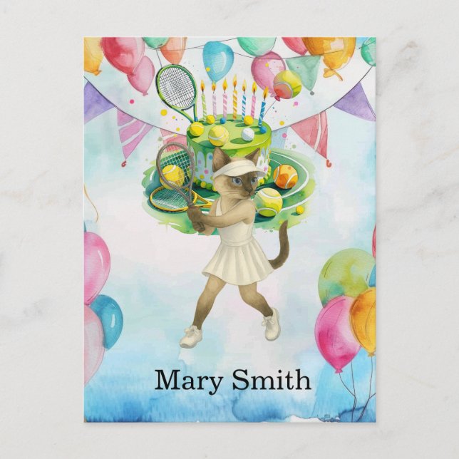Carte Postale Thème d'anniversaire Tennis pour les amateurs de C (Devant)