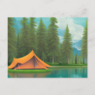 Carte Postale Thème de camping   Dire simplement bonjour