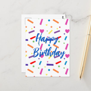 Carte Postale Thème de fête d'anniversaire aux douces paillettes