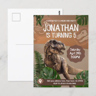 Carte Postale Thème de fête d'anniversaire Dinosaure T rex