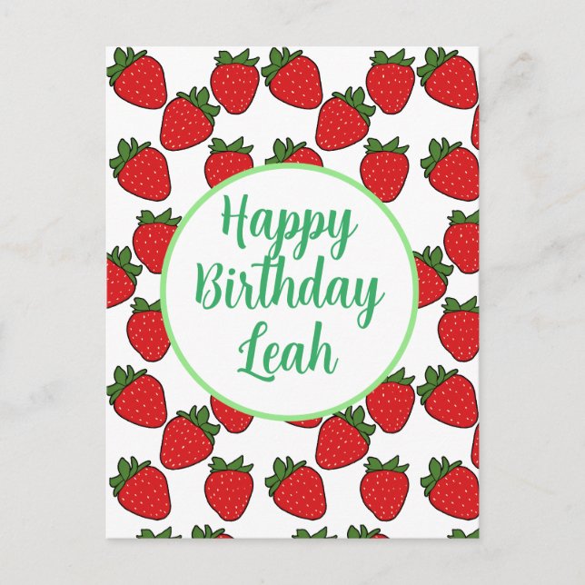 Carte Postale Thème de fête d'anniversaire fraise    (Devant)