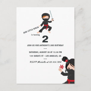 Carte Postale Thème de fête d'anniversaire Ninja