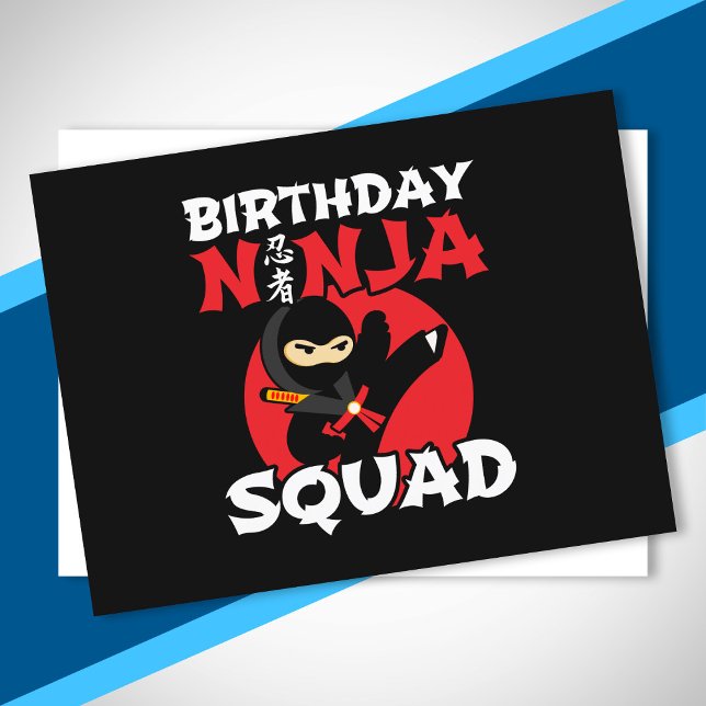 Carte Postale Thème de fête d'anniversaire Ninja - Escouade d'an (Créateur téléchargé)