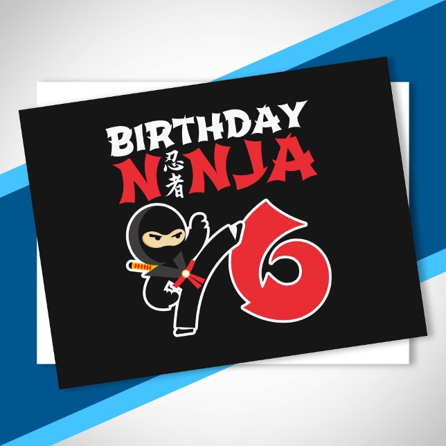 Carte Postale Thème de fête d'anniversaire Ninja pour enfants -  (Créateur téléchargé)