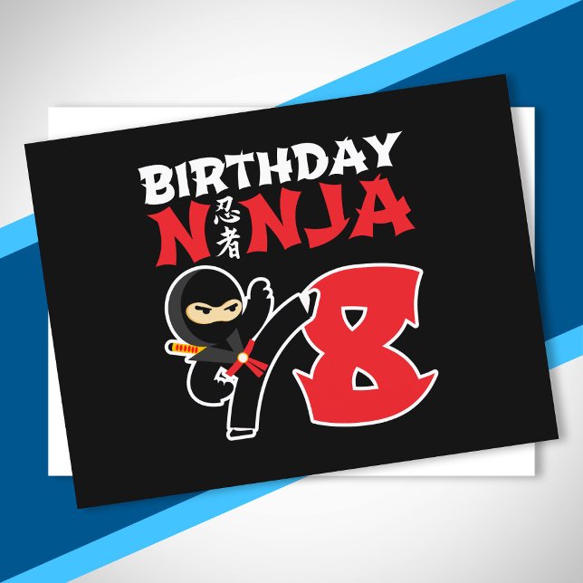 Carte Postale Thème de fête d'anniversaire Ninja pour enfants de (Créateur téléchargé)
