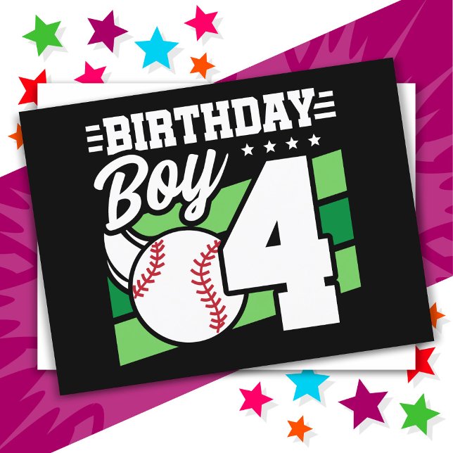 Carte Postale Thème de fête de baseball pour enfant de 4 ans 4e  (Créateur téléchargé)
