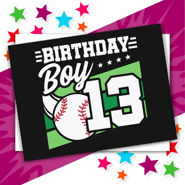 Carte Postale Thème de fête de baseball pour un garçon de 13 ans (Créateur téléchargé)