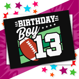 Carte Postale Thème de fête de football pour 13 ans Fête d'anniv