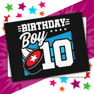 Carte Postale Thème de fête de hockey pour enfant de 10 ans pour