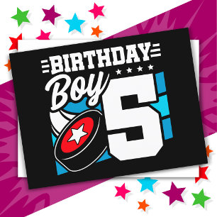 Carte Postale Thème de fête de hockey pour enfant de 5 ans pour 