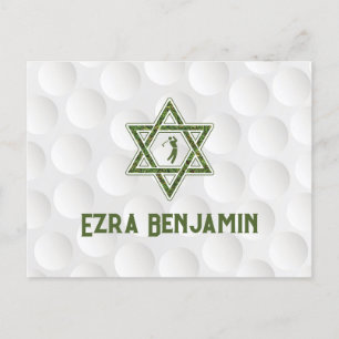 Carte Postale Thème de golf Golf Bar Mitzvah Merci