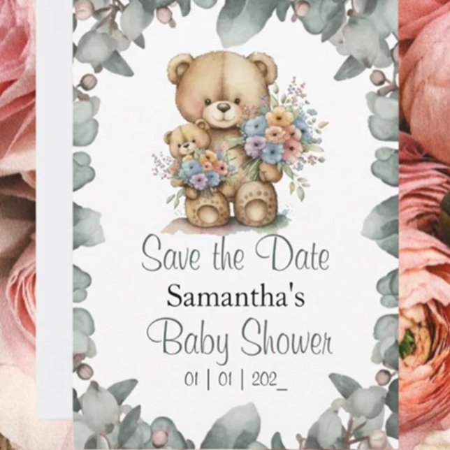Carte Postale Thème du Baby shower de l'ours en peluche ( Get ready to welcome your bundle of joy in style!)