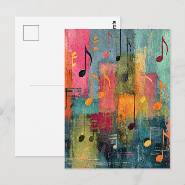 Carte Postale Thème Musical Art Abstrait (Devant / Derrière)