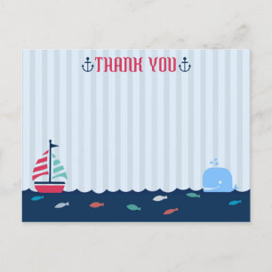 Carte Postale Thème nautique/marin Merci blanc