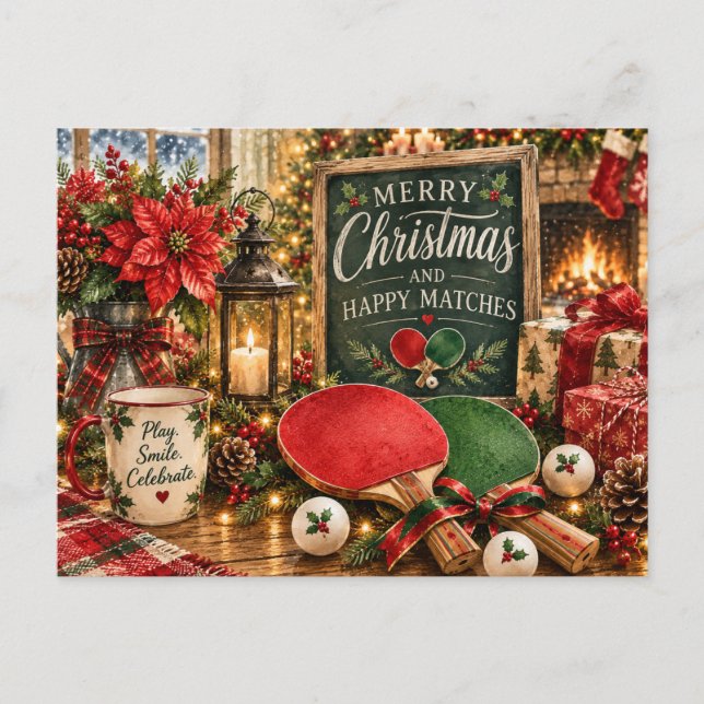 Carte Postale Thème Noël de ping pong  (Devant)