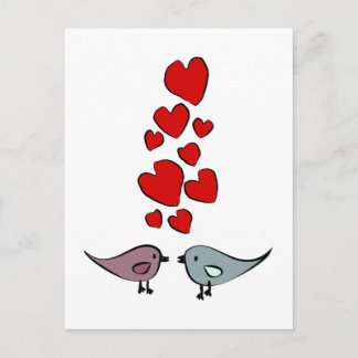 Carte Postale Thème Oiseaux en Amour