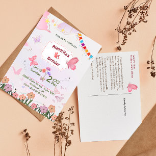 Carte Postale Thème papillon Fluttant 6ème anniversaire invitati