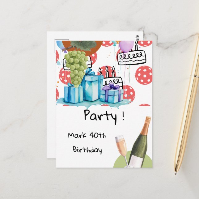 Carte Postale Thème Pickleball pour fête d'anniversaire (Devant/Arrière en situation)