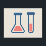 Carte Postale Thème Science Bécher & Tube à Essai<br><div class="desc">Une carte postale avec un dessin mignon d'un tube à essai et d'un bécher. Parfait pour les amateurs de science.</div>