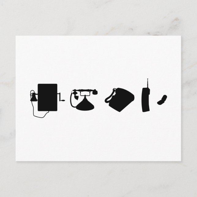 Carte Postale Théorie de l'évolution technologique du téléphone (Devant)
