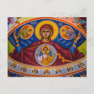 Carte Postale Theotokos et le Christ Enfant avec les anges Icône