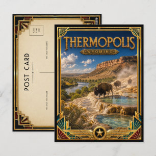 Carte Postale Thermopolis Wyoming Art Déco Vintage de l'Âge d'Or