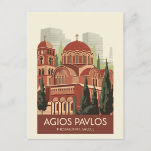 Carte Postale Thessaloniki Agios Pavlos Voyage Art Vintage