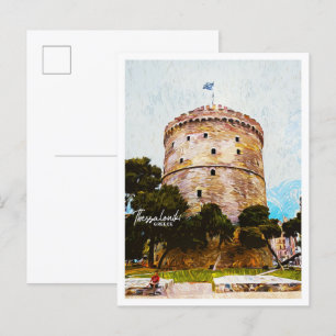 Carte Postale Thessalonique Grèce Paint Paint Ville Paysage