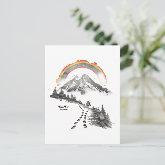 Carte Postale They/Them Trailblazer – LGBTQ Pride Camping Art,  (Debout devant)