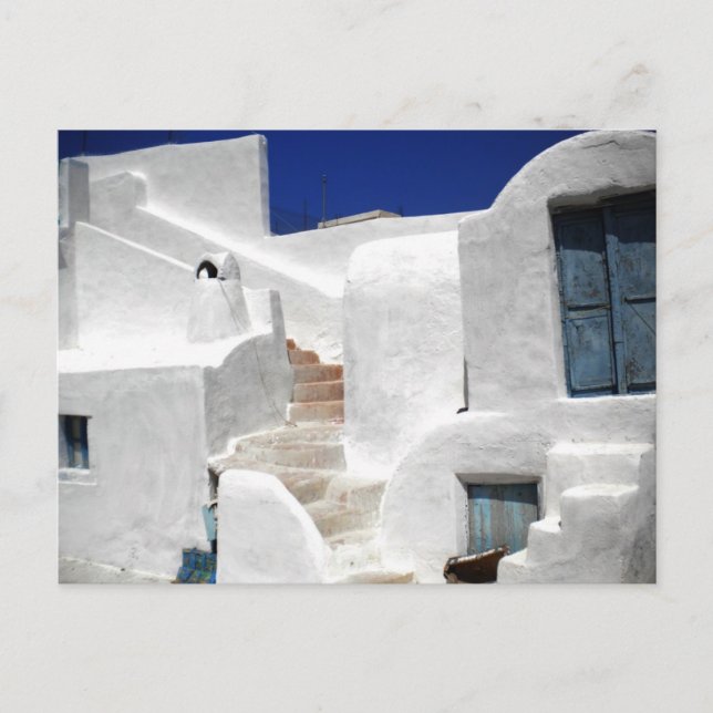Carte Postale Thirasia maison île Grèce au-dessus de Santorin (Devant)
