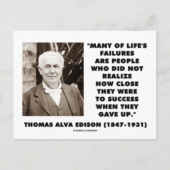 Carte Postale Thomas Edison Échecs proches du succès laissés par (Devant)
