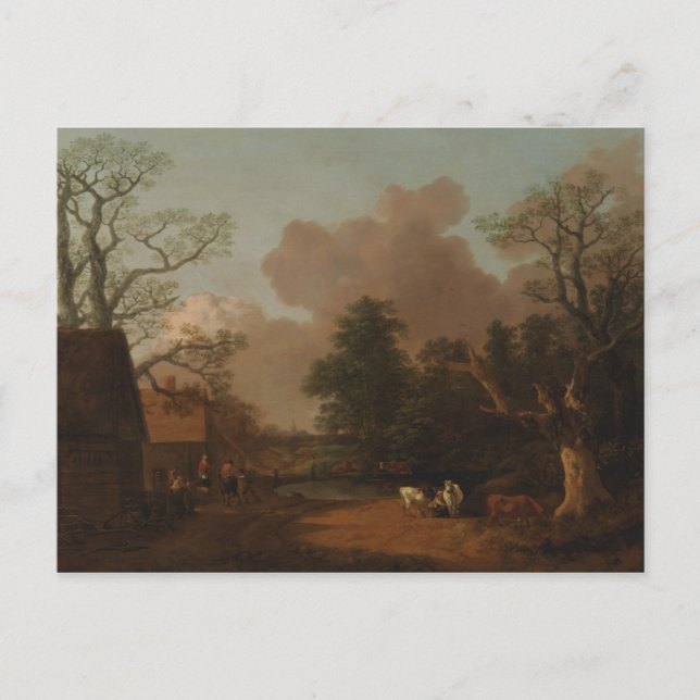 Carte Postale Thomas Gainsborough - Paysage avec Milkmaid (Devant)