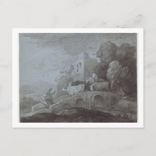 Carte Postale Thomas Gainsborough | Paysage boisé avec Herdsm (Devant)