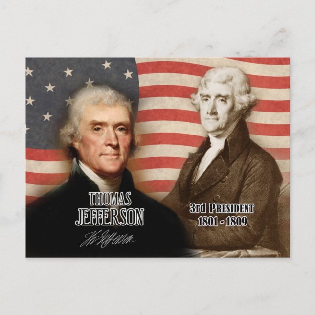Carte Postale Thomas Jefferson - 3e président des États-Unis (Devant)
