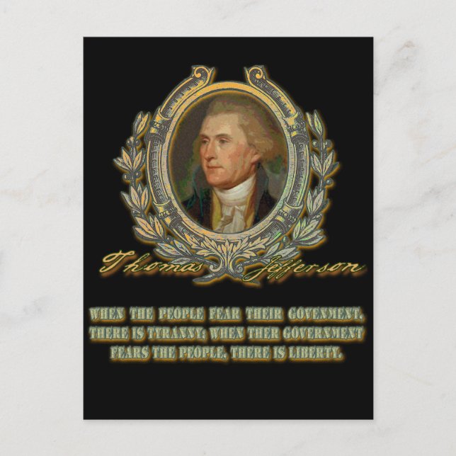 Carte Postale Thomas Jefferson Cite :  Gouvernement et peuple (Devant)